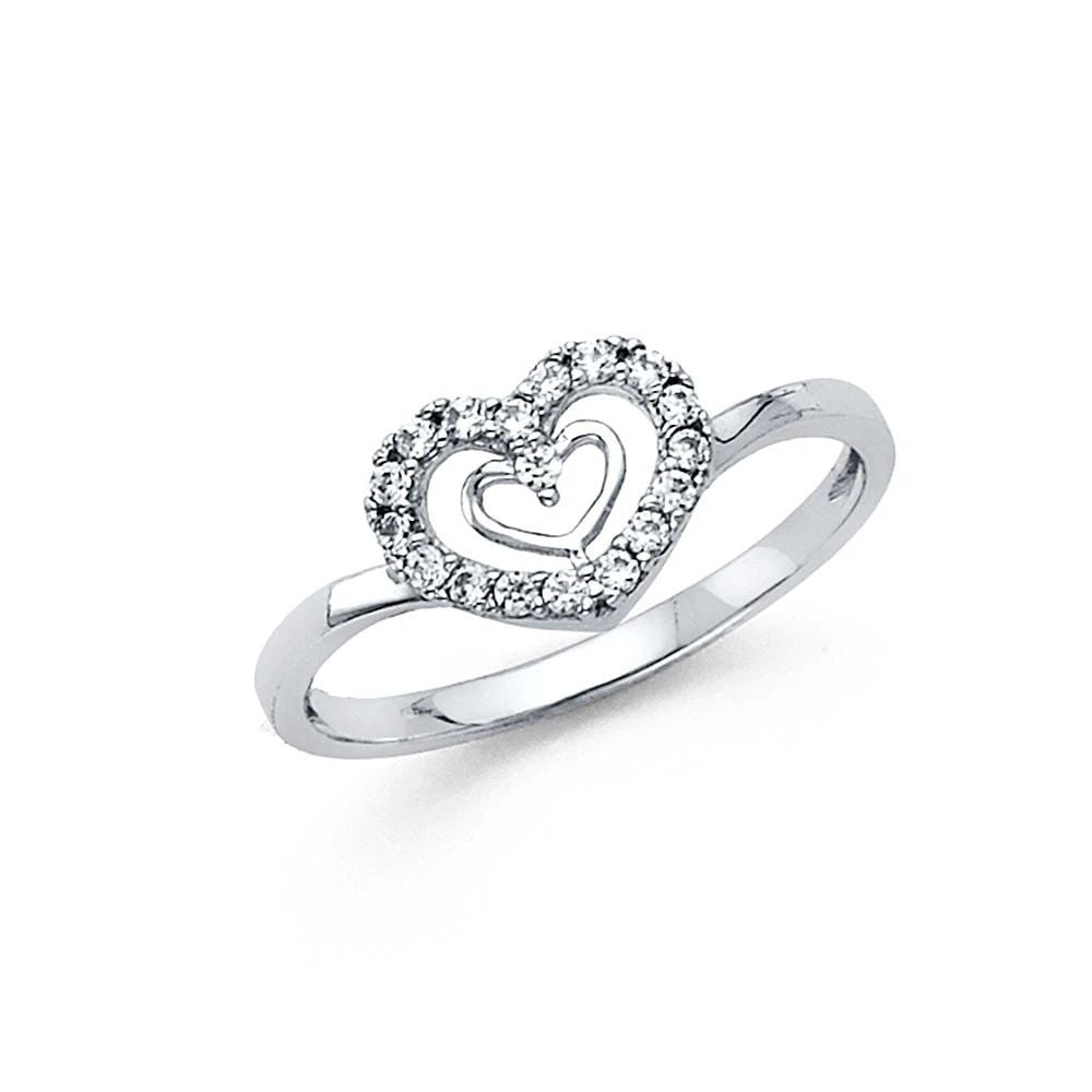 NEW 14K WHITE GOLD HEART RING - SIZE 7 (1 of 2)