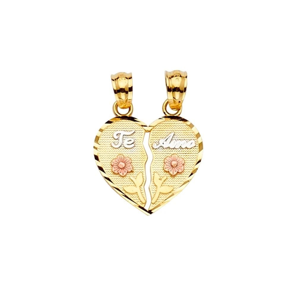 NEW 14K TRI COLOR GOLD TE AMO PENDANT (1 of 2)