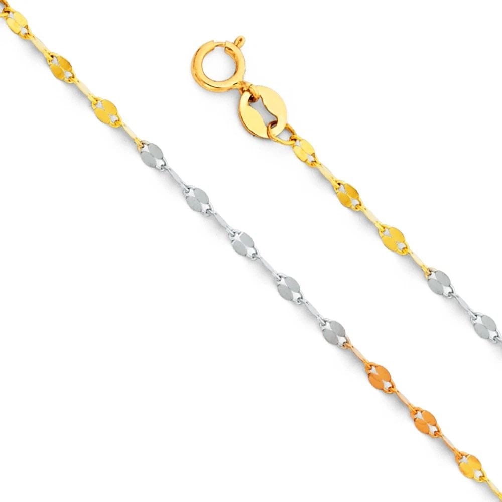 NEW 14K TRI COLOR GOLD 1.7MM TWISTED MIRROR CHAIN (1 of 2)