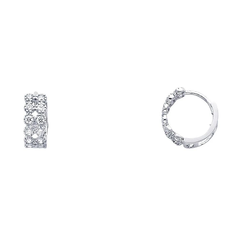 NEW 14K WHITE GOLD HUGGIES EARRINGS (1 of 2)
