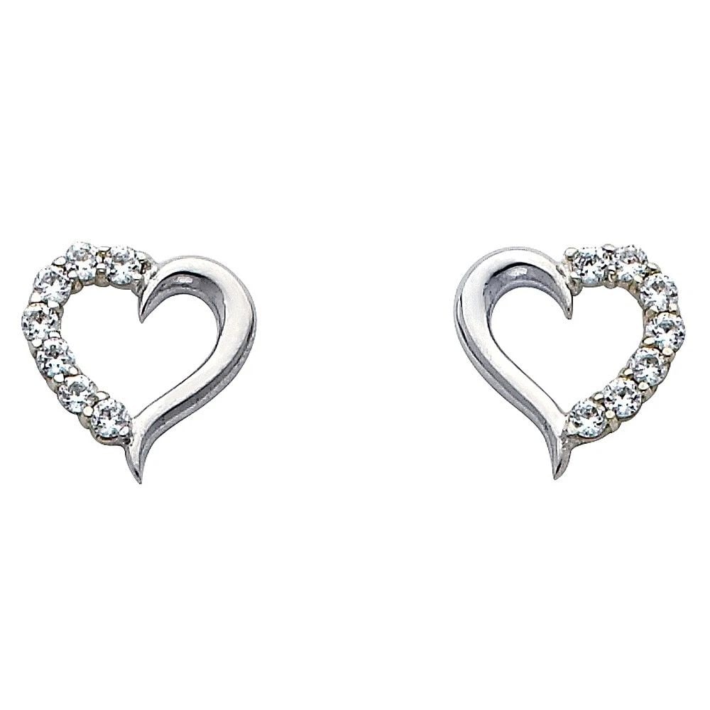 NEW 14K WHITE GOLD HEART EARRINGS (1 of 2)