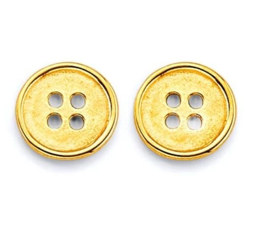NEW 14K YELLOW GOLD BUTTONS PUSH BACK EARRINGS (1 of 2)