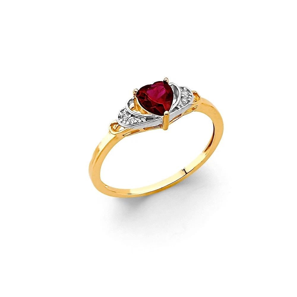 NEW 14K YELLOW GOLD FANCY RED RING -SIZE 7 (1 of 2)
