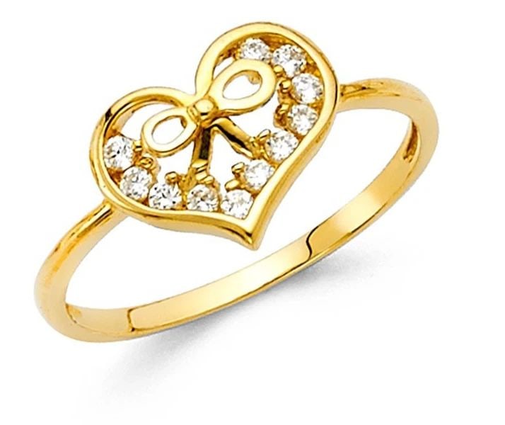 NEW 14K YELLOW GOLD HEART RING - SIZE 7 (1 of 2)