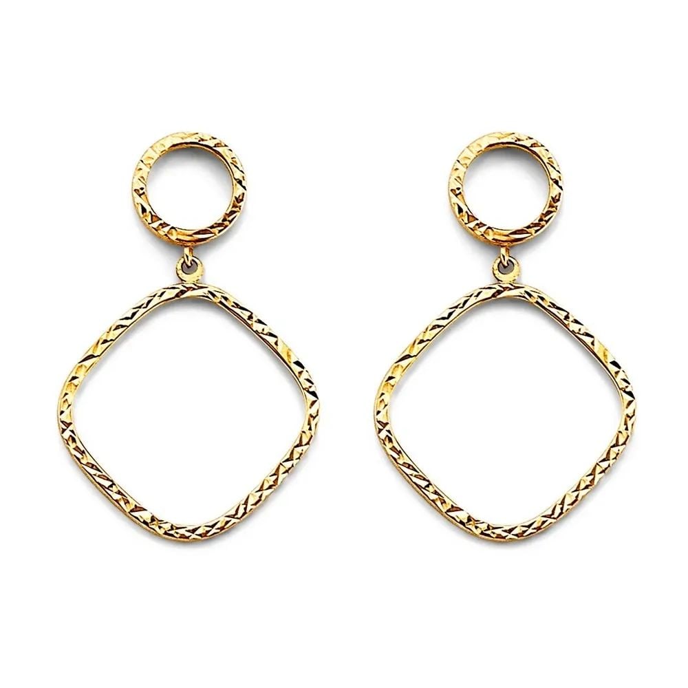 NEW 14K YELLOW GOLD DC DANGLING EARRINGS (1 of 2)