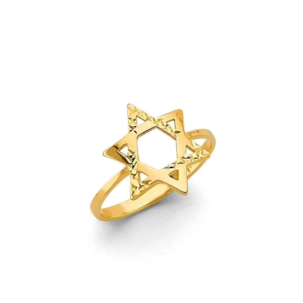 NEW 14K YELLOW GOLD STAR OF DAVID RING - SIZE 7 (1 of 2)