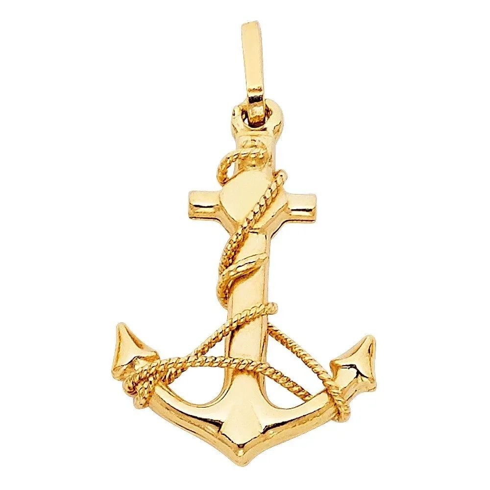 NEW 14K YELLOW GOLD ANCHOR PENDANT (1 of 2)