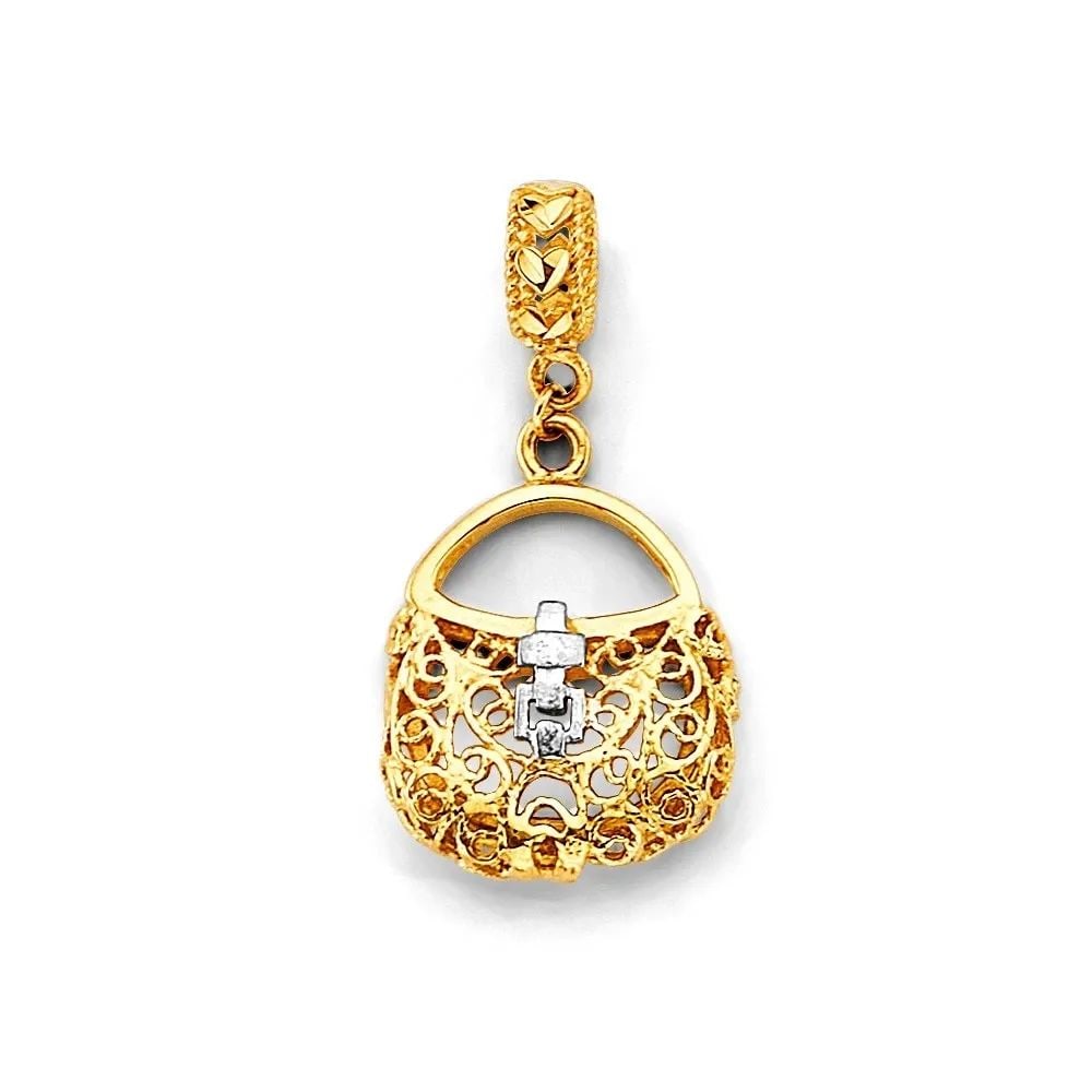 NEW 14K TWO TONE GOLD PURSE CHARM FOR MIX&MATCH BRACELET (1 of 2)