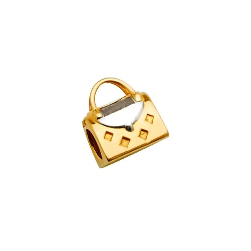 NEW 14K TWO TONE GOLD HAND BAG SLIDER CHARM FOR MIX&MATCH BRACELET (1 of 2)