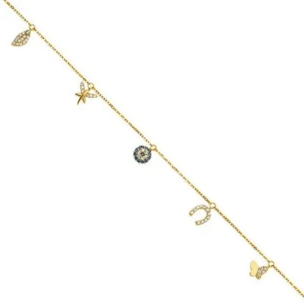 NEW 14K YELLOW GOLD DANGLING HORSESHOE BUTTERFLY BRACELET: NEW 14K YELLOW GOLD DANGLING LIGHT BRACELET DANGLING LIGHT BRACELET NEW 14K YELLOW GOLD C Z LENGTH - 7+1in Apx WEIGHT - 1.5g
