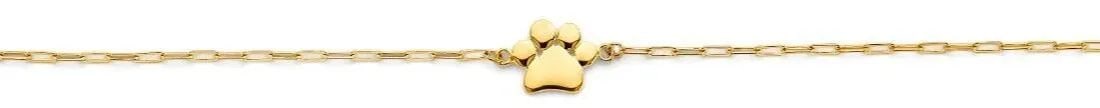 NEW 14K YELLOW GOLD DOG PAW CENTER LIGHT BRACELET (1 of 2)