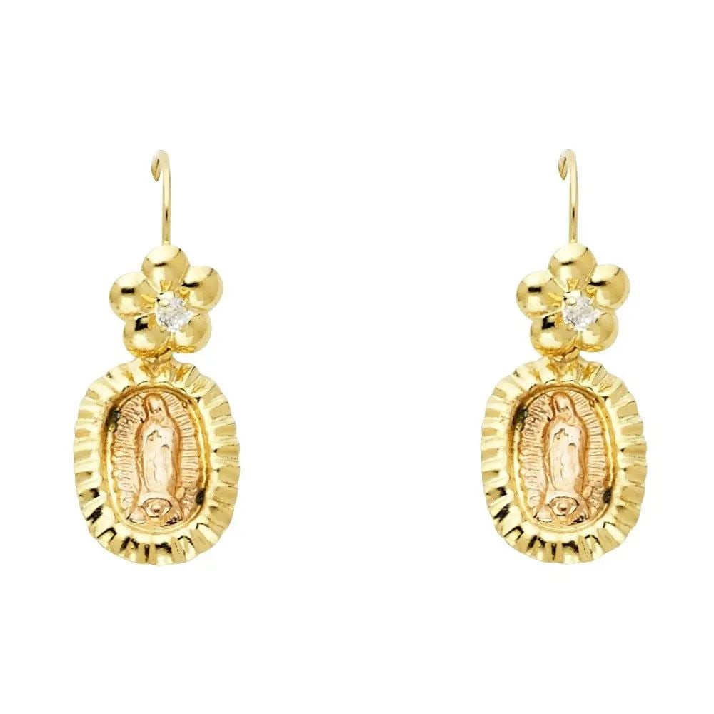 NEW 14K TWO TONE GOLD STUD EARRINGS (1 of 2)