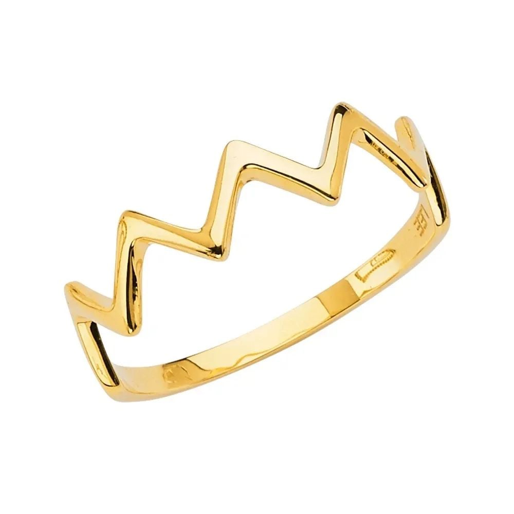 NEW 14K YELLOW GOLD THUNDER SHAPE STACKBLE BAND -SIZE 7 (1 of 2)