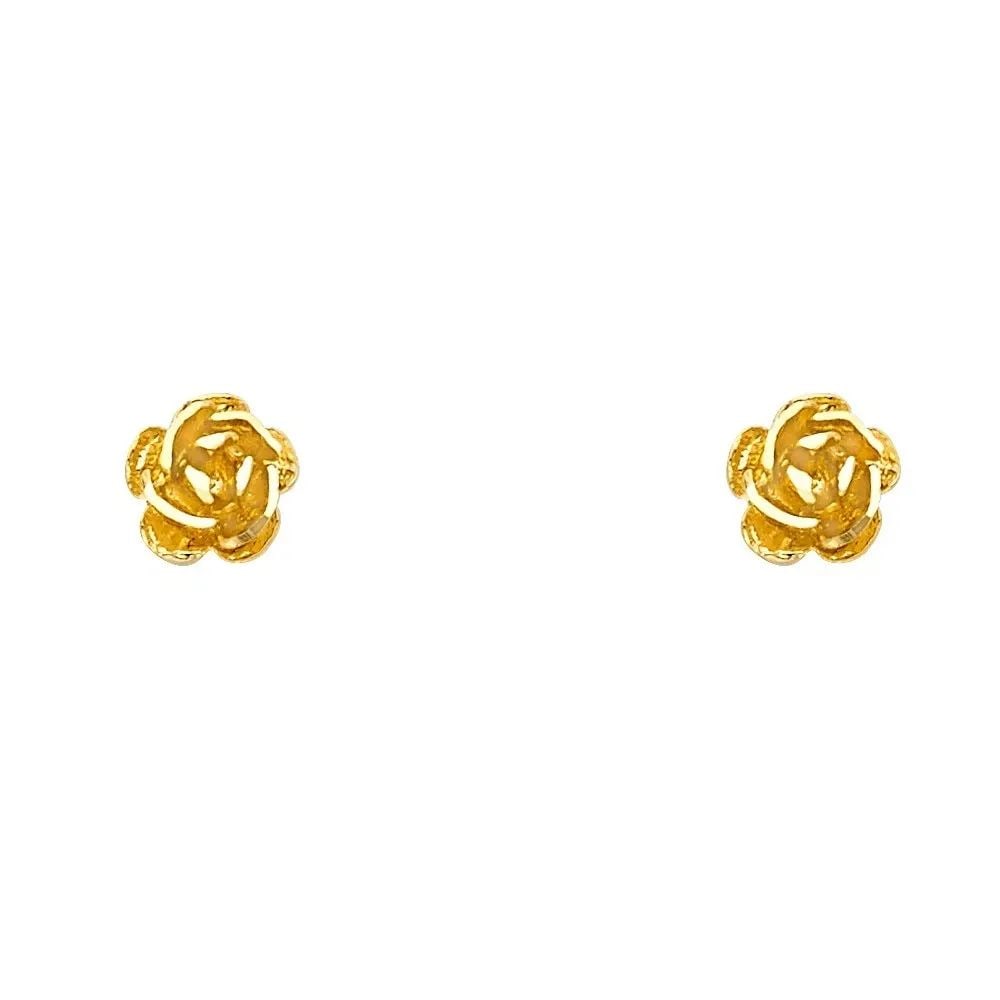 NEW 14K YELLOW GOLD SMALL FLOWER POST EARRINGS (1 of 2)