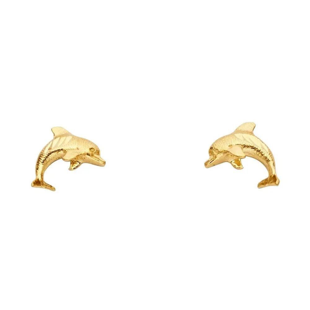 NEW 14K YELLOW GOLD SMALL DOLPHIN POST EARRINGS: NEW 14K YELLOW GOLD SMALL DOLPHIN POST EARRINGS SMALL DOLPHIN POST EARRINGS NEW 14K YELLOW GOLD HEIGHT - 8 mm WIDTH - 10 mm Apx WEIGHT - 0.9 g