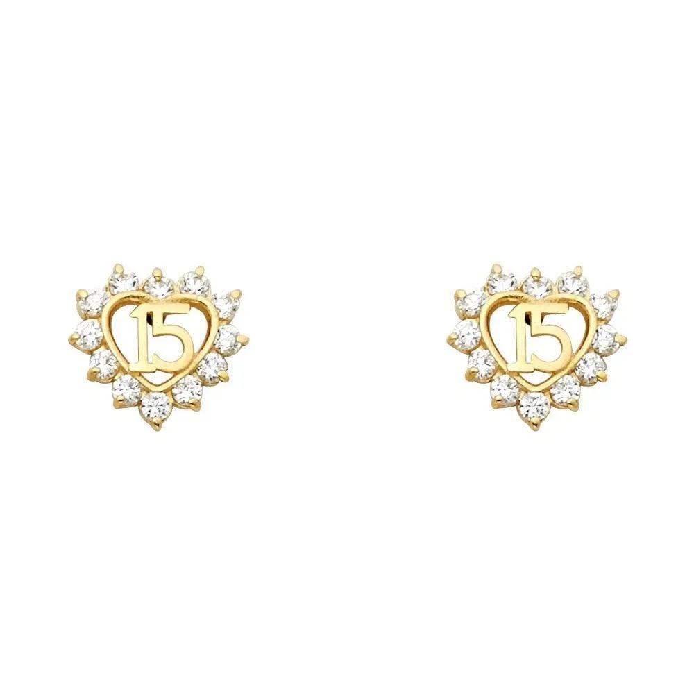 NEW 14K YELLOW GOLD STUD EARRINGS (1 of 2)