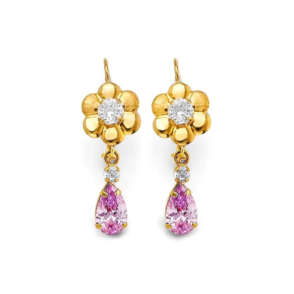 NEW 14K YELLOW GOLD WIRE HOOK STUD EARRINGS (1 of 2)