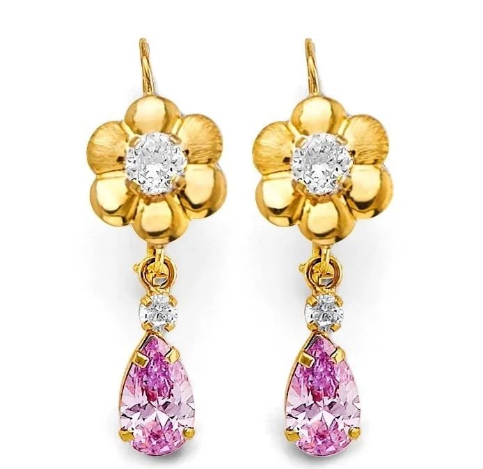 NEW 14K YELLOW GOLD WIRE HOOK STUD EARRINGS (1 of 2)