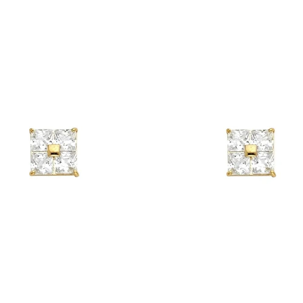 NEW 14K YELLOW GOLD SQUARE STUD EARRINGS WITH SCREW BACK: NEW 14K YELLOW GOLD SQUARE STUD EARRINGS WITH SCREW BACK SQUARE STUD EARRINGS WITH SCREW BACK NEW 14K YELLOW GOLD