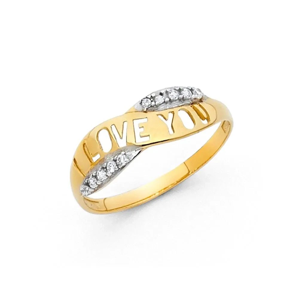 NEW 14K TWO TONE GOLD I LOVE YOU RING - SIZE 7 (1 of 2)