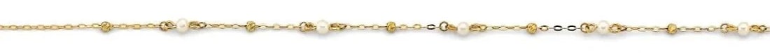 NEW 14K YELLOW GOLD PEARL + DC BEAD BRACELET: NEW 14K YELLOW GOLD PEARL + DC BEAD BRACELET PEARL + DC BEAD BRACELET NEW 14K YELLOW GOLD LENGTH - 7in Apx WEIGHT - 1.2g