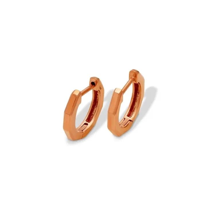 NEW 14K ROSE GOLD HIGH POLISHED HUGGIE EARRINGS: NEW 14K ROSE GOLD HIGH POLISHED HUGGIE EARRINGS HIGH POLISHED HUGGIE EARRINGS NEW 14K ROSE GOLD Width: Approx. 2x11mm Apx WEIGHT: 1.2g