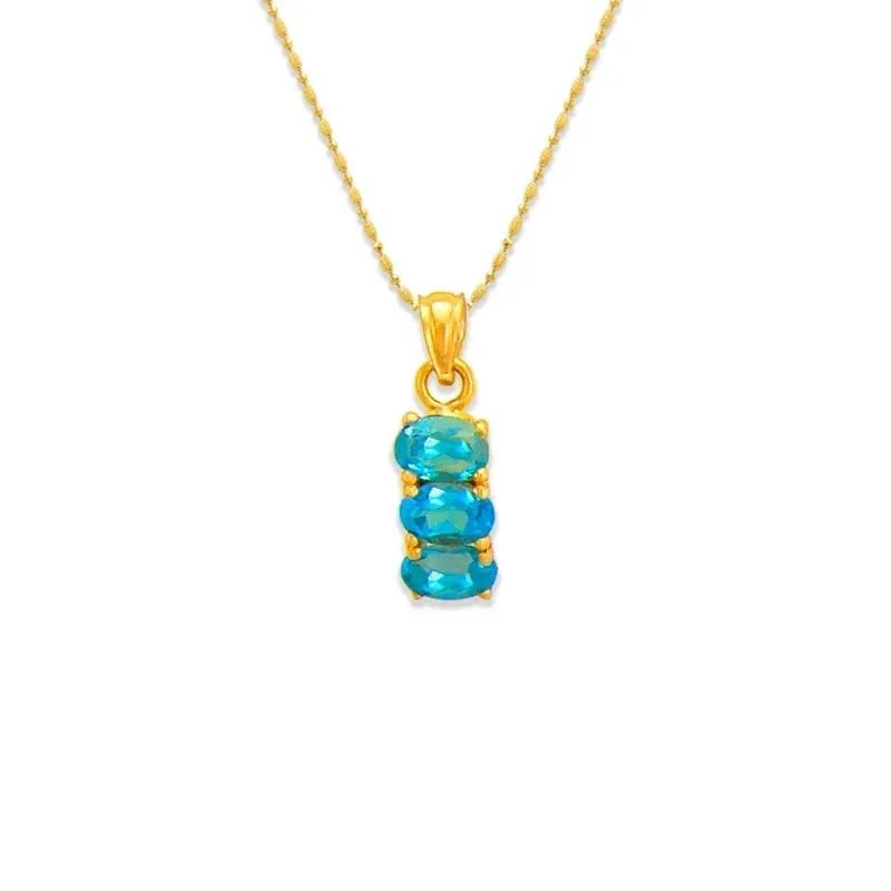 NEW 14K YELLOW GOLD LIGHT BLUE TOPAZ PENDANT: NEW 14K YELLOW GOLD LIGHT BLUE TOPAZ PENDANT LIGHT BLUE TOPAZ PENDANT NEW 14K YELLOW GOLD Apx. WIDTH: 6x12mm Apx WEIGHT: 1.2g