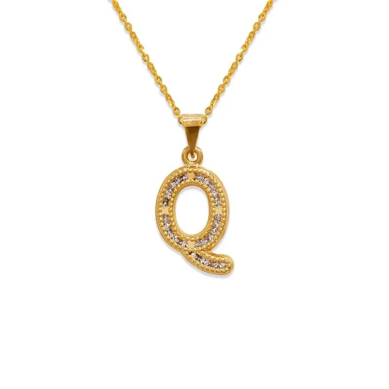 NEW 14K YELLOW GOLD INITIAL "Q" PENDANT (1 of 2)