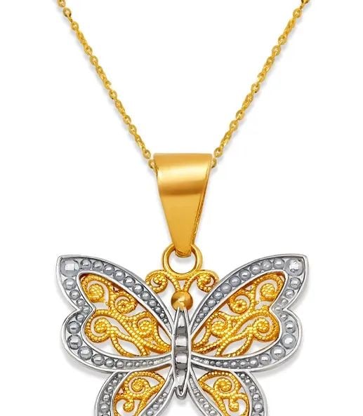 NEW 14K TWO TONE GOLD TWO TONE BUTTERFLY PENDANT (1 of 2)