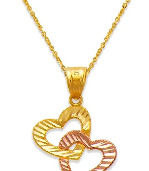 NEW 14K TWO TONE GOLD TWO HEARTS LINKED PENDANT: NEW 14K TWO TONE GOLD TWO HEARTS LINKED PENDANT TWO HEARTS LINKED PENDANT NEW 14K TWO TONE GOLD Apx. WIDTH: 15x16mm Apx WEIGHT: 1.2g
