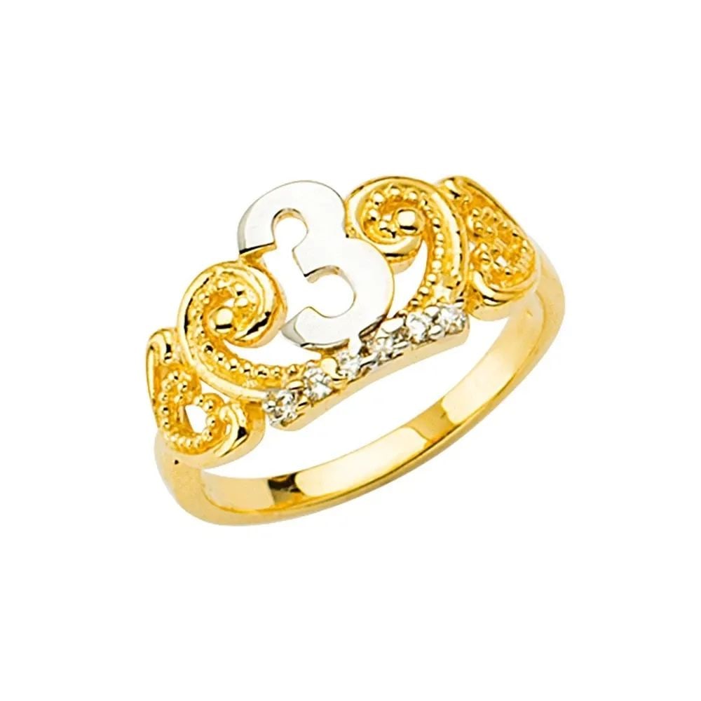 NEW 14K TWO TONE GOLD 3YEARS OLD BABY CROWN RING -SIZE 7 (1 of 2)