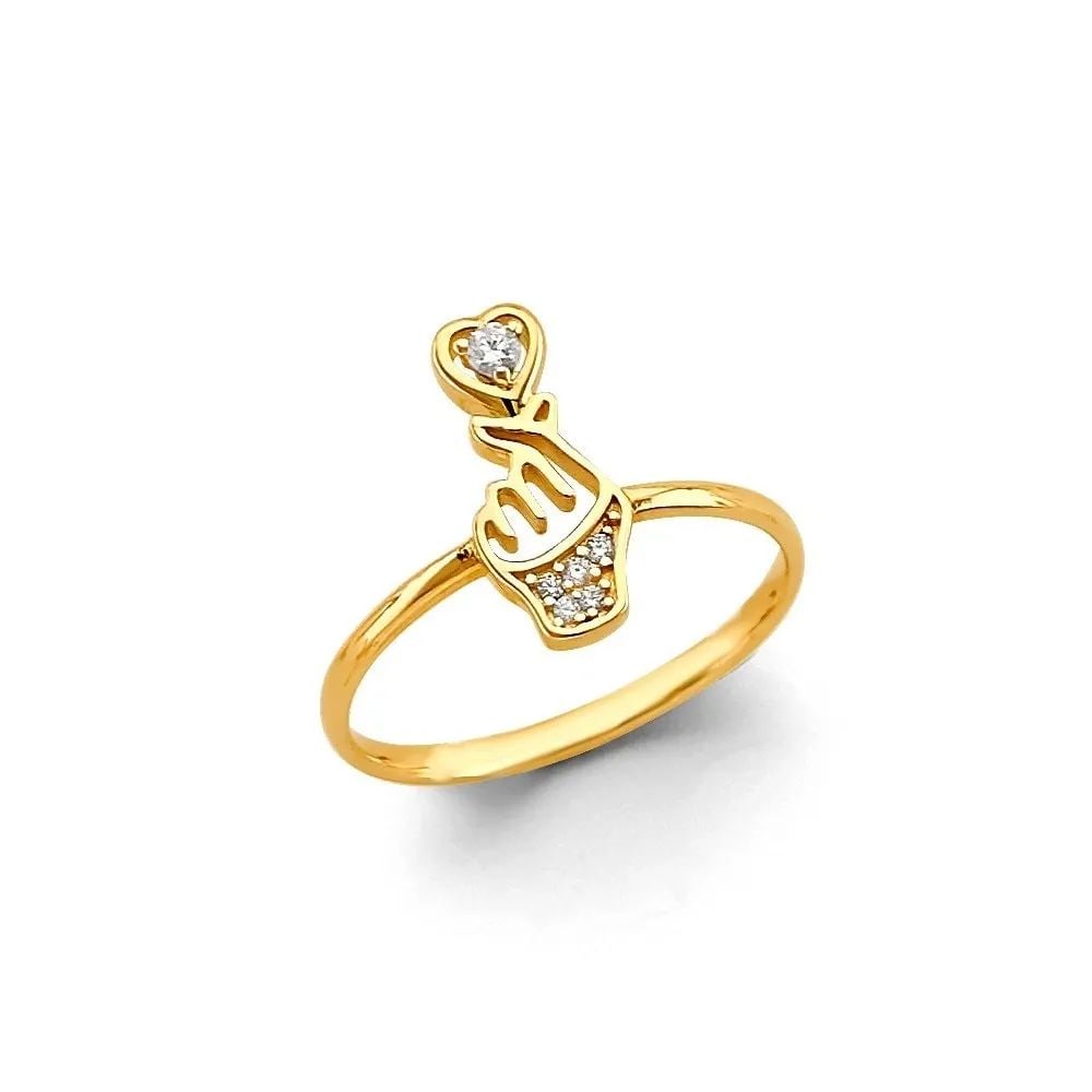 NEW 14K YELLOW GOLD FINGER HEART RING -SIZE 7 (1 of 2)