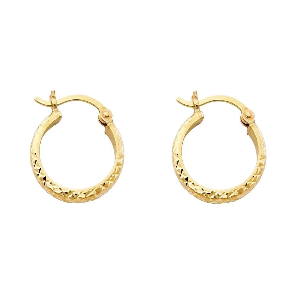 NEW 14K YELLOW GOLD DC 2.8MM HOLLOW ROUND TUBE HOOP EARRINGS (15MM): NEW 14K YELLOW GOLD DC 2.8MM HOLLOW ROUND TUBE HOOP EARRINGS (15MM) DC 2.8MM HOLLOW ROUND TUBE HOOP EARRINGS (15MM) NEW 14K YELLOW GOLD HEIGHT - 15 mm WIDTH - 15 mm Apx WEIGHT - 0.9 g