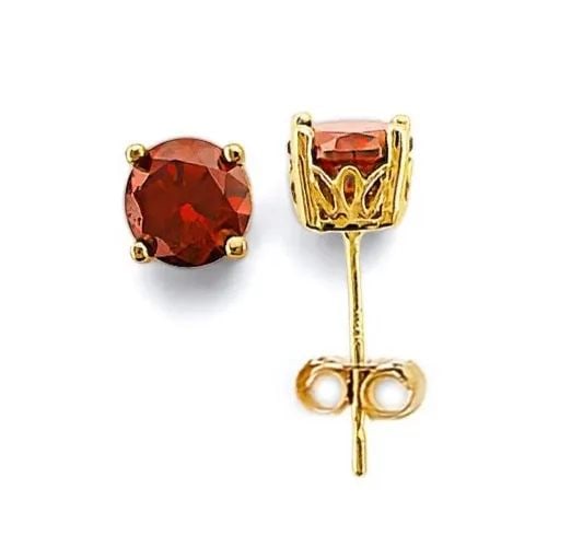 NEW 14K YELLOW GOLD ROUND FLOWER BASKET BIRTH STONE EARRINGS (1 of 2)