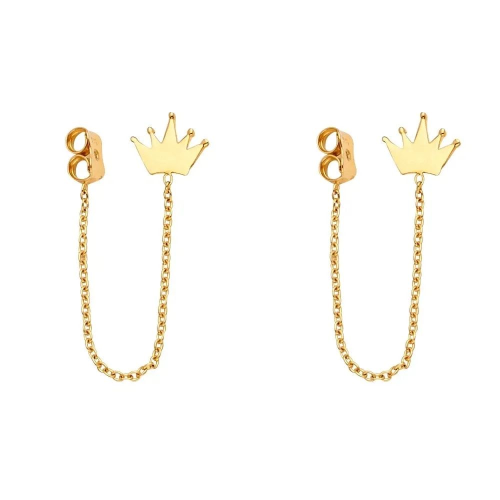 NEW 14K YELLOW GOLD HANGING EARRINGS: NEW 14K YELLOW GOLD HANGING EARRINGS HANGING EARRINGS NEW 14K YELLOW GOLD HEIGHT - 55 mm WIDTH - 10 mm Apx WEIGHT - 1 g