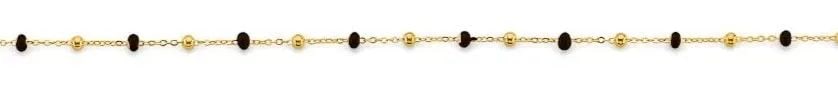NEW 14K YELLOW GOLD BLACK ENAMEL BEAD ANKLET: NEW 14K YELLOW GOLD BLACK ENAMEL BEAD ANKLET BLACK ENAMEL BEAD ANKLET NEW 14K YELLOW GOLD LENGTH - 9in Apx WEIGHT - 1g