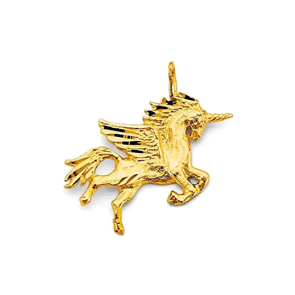 NEW 14K YELLOW GOLD UNICORN PENDANT (1 of 2)