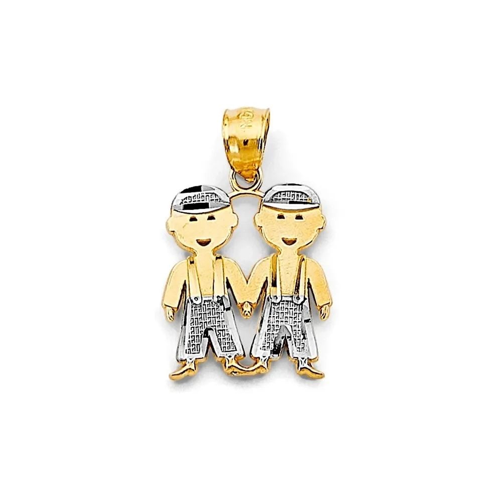 NEW 14K TWO TONE GOLD BOY-BOY PENDANT (1 of 2)