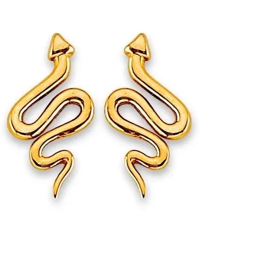 NEW 14K YELLOW GOLD SNAKE STUD EARRINGS WITH SCREW BACK (1 of 2)