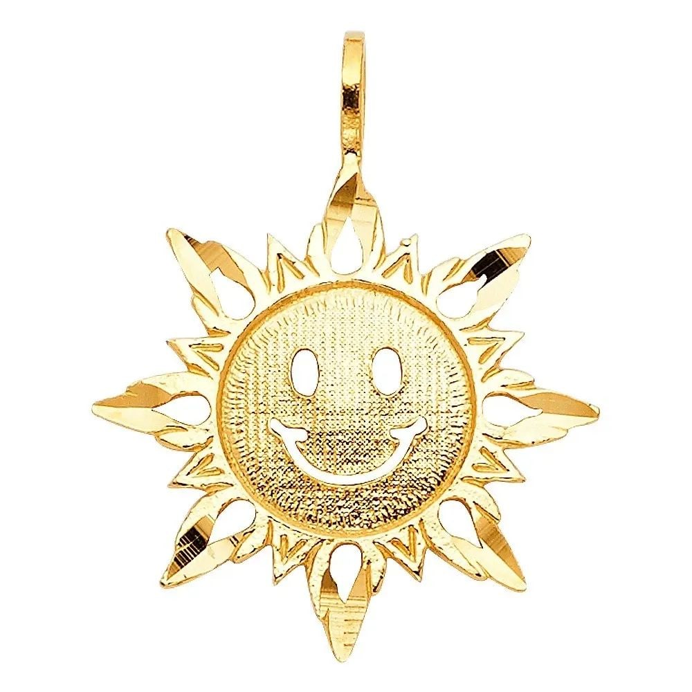 NEW 14K YELLOW GOLD SUN PENDANT (1 of 2)