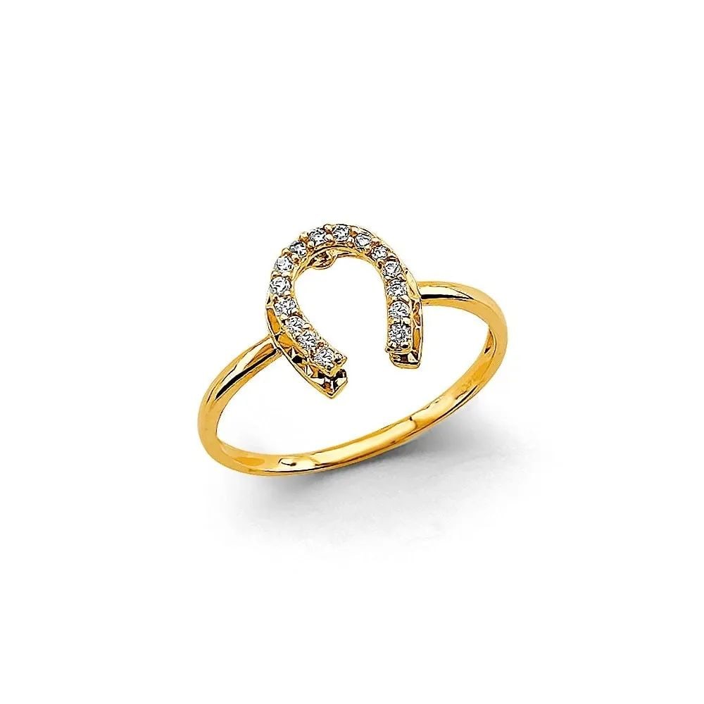 NEW 14K YELLOW GOLD HORSE SHOE RING (1 of 2)
