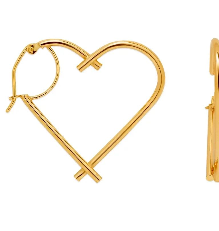 NEW 14K YELLOW GOLD HEART HOOP EARRINGS: NEW 14K YELLOW GOLD HEART HOOP EARRINGS HEART HOOP EARRINGS NEW 14K YELLOW GOLD Description 14K Yellow Gold High Polished Clasp Backing Apx WEIGHT: 1.4g