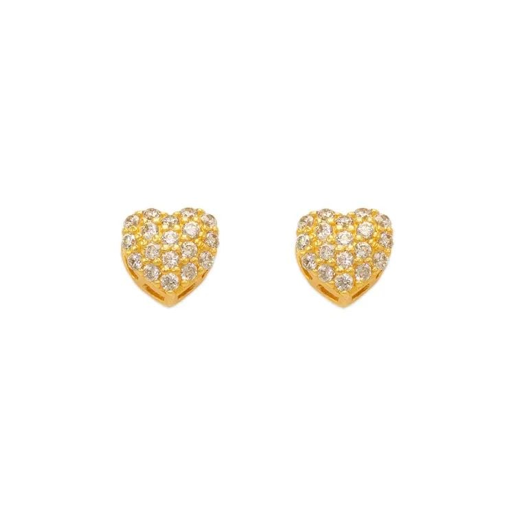 NEW 14K YELLOW GOLD FANCY HEART STUD EARRINGS: NEW 14K YELLOW GOLD FANCY HEART STUD EARRINGS FANCY HEART STUD EARRINGS NEW 14K YELLOW GOLD Width: Approx. 7x8mm Apx WEIGHT: 1.4g