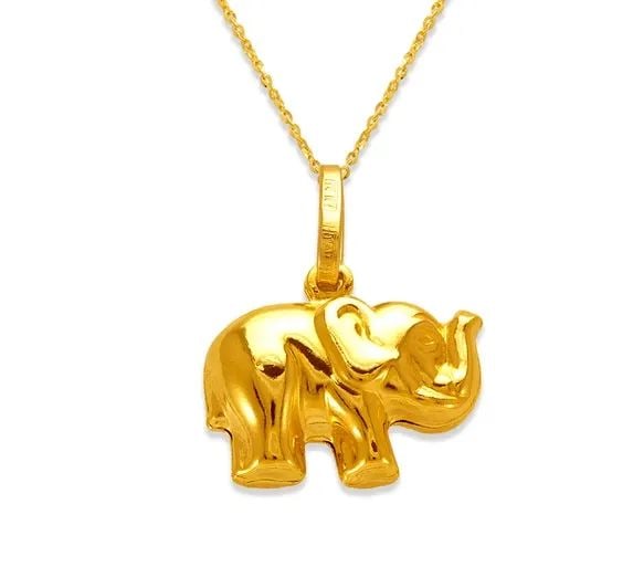 NEW 14K YELLOW GOLD ELEPHANT CHARM PENDANT (1 of 2)