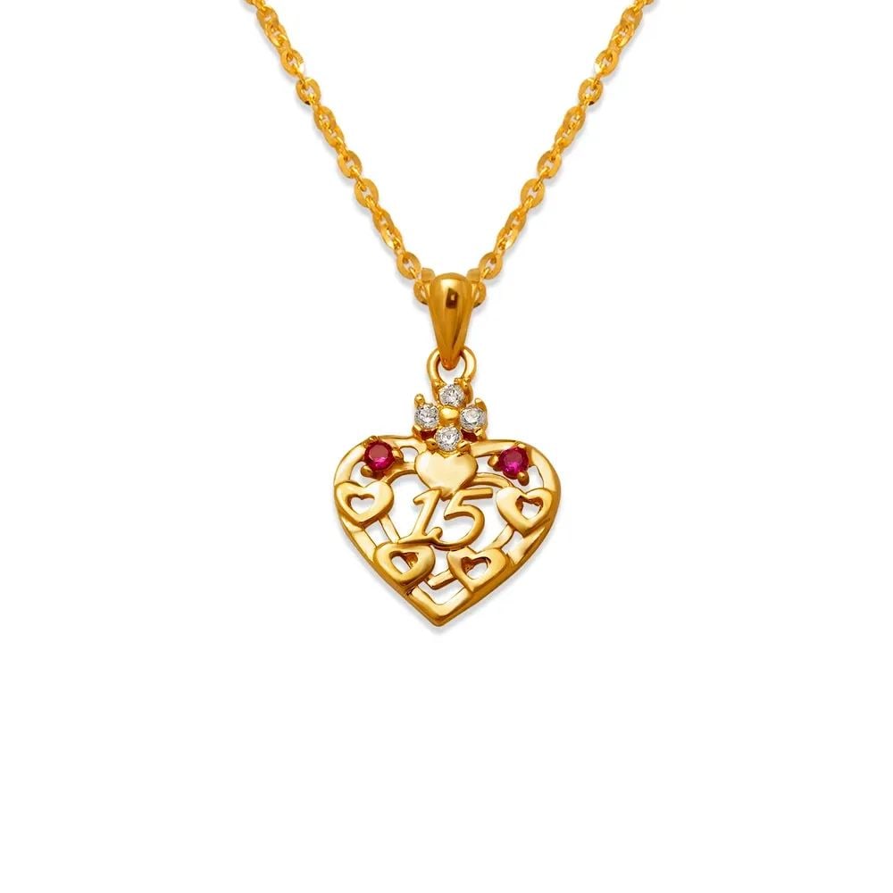 NEW 14K YELLOW GOLD 15 ANOS HEART RED PENDANT: NEW 14K YELLOW GOLD 15 ANOS HEART RED PENDANT 15 ANOS HEART RED PENDANT NEW 14K YELLOW GOLD Apx. WIDTH: 13x15mm Apx WEIGHT: 1.4g