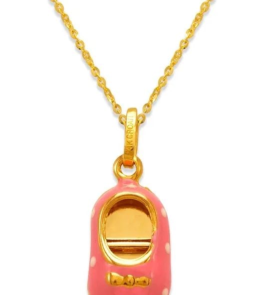 NEW 14K YELLOW GOLD BABY GIRL SHOE ENAMEL CHARM PENDANT (1 of 2)