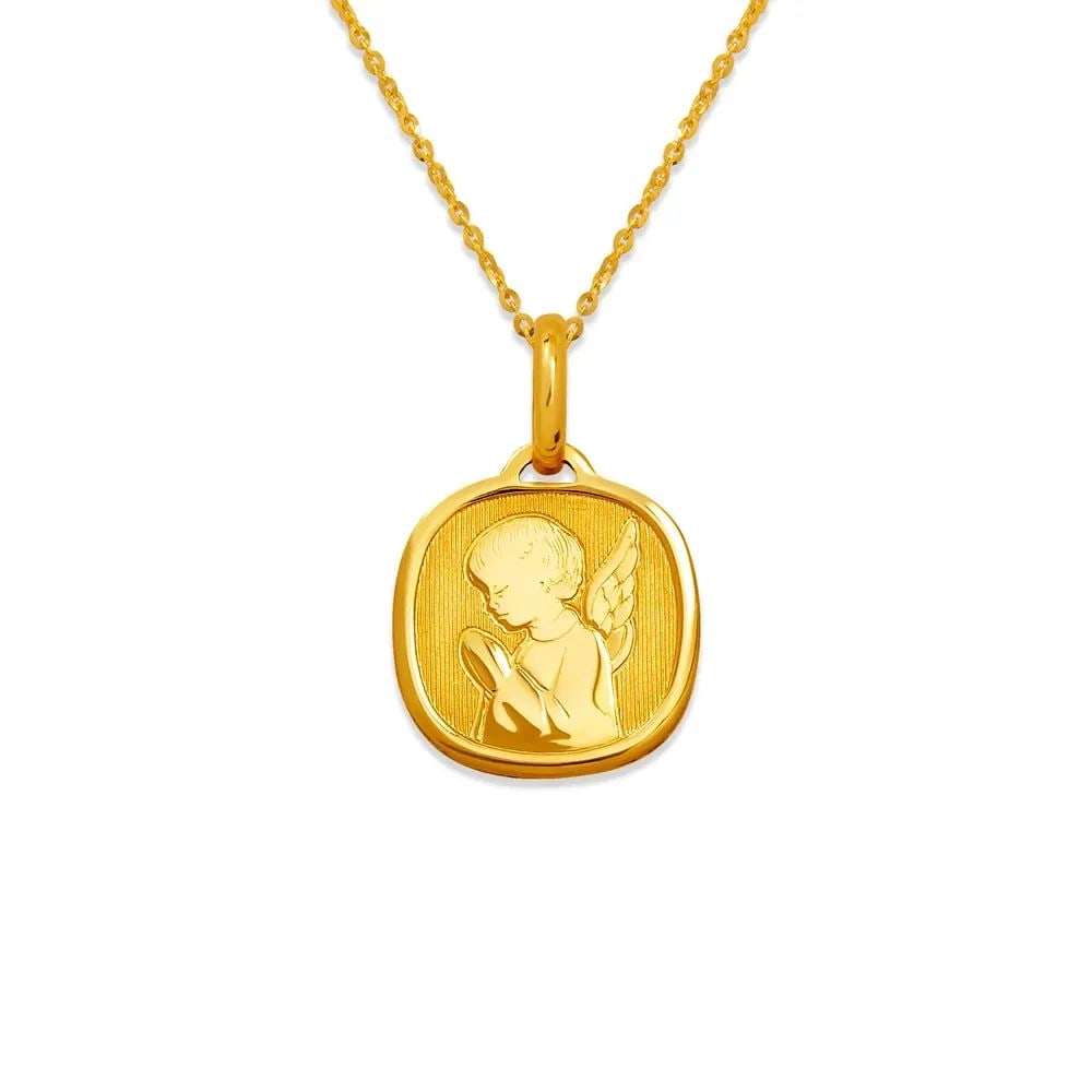 NEW 14K YELLOW GOLD 16MM PRAYING ANGEL PENDANT (1 of 2)
