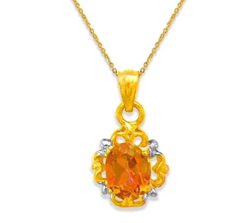 NEW 14K TWO TONE GOLD HYACINTH TOPAZ PENDANT: NEW 14K TWO TONE GOLD HYACINTH TOPAZ PENDANT HYACINTH TOPAZ PENDANT NEW 14K TWO TONE GOLD Apx. WIDTH: 10x12mm Apx WEIGHT: 1.4g