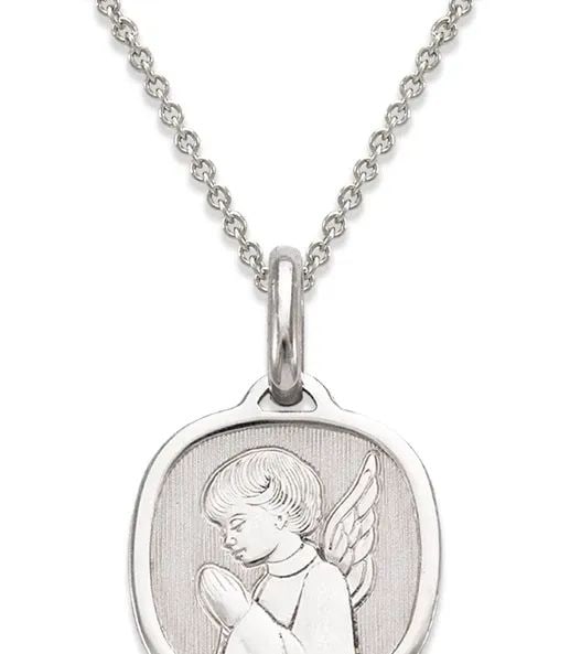 NEW 14K WHITE GOLD 16MM PRAYING ANGEL PENDANT (1 of 2)