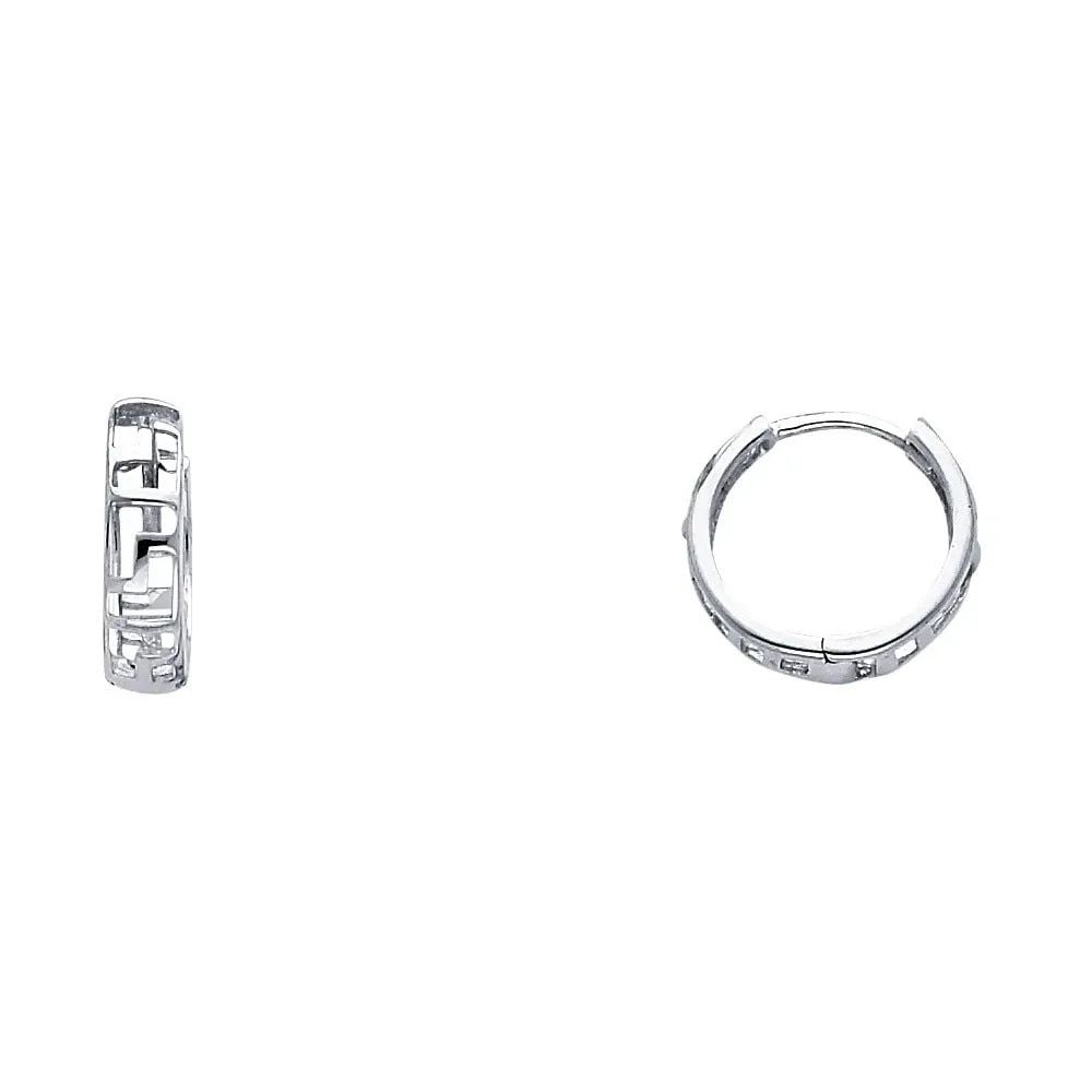 NEW 14K WHITE GOLD DESIGNER HUGGIES EARRINGS: NEW 14K WHITE GOLD DESIGNER HUGGIES EARRINGS DESIGNER HUGGIES EARRINGS NEW 14K WHITE GOLD Height : 12 mm Width : 12 mm Weight : 1g